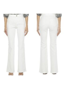 Ryegrass Women's High Waisted Semi Flare White Jeans